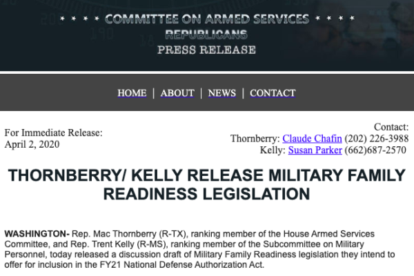 Military Family Readiness Legislation